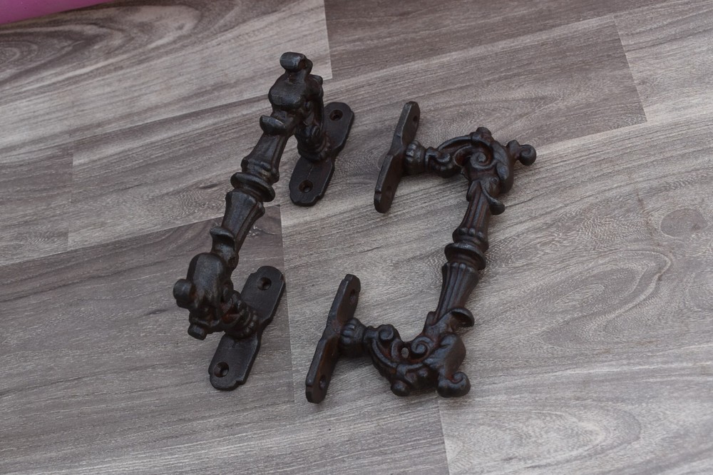 Victorian Handmade iron dragon door cabinet screen handles Knob pull rustic 2 pc
