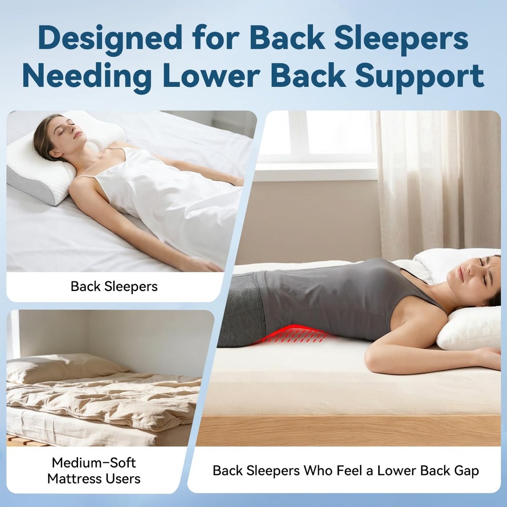 Adjustable Height Lumbar Support Pillow for Sleeping, Standard, Blue