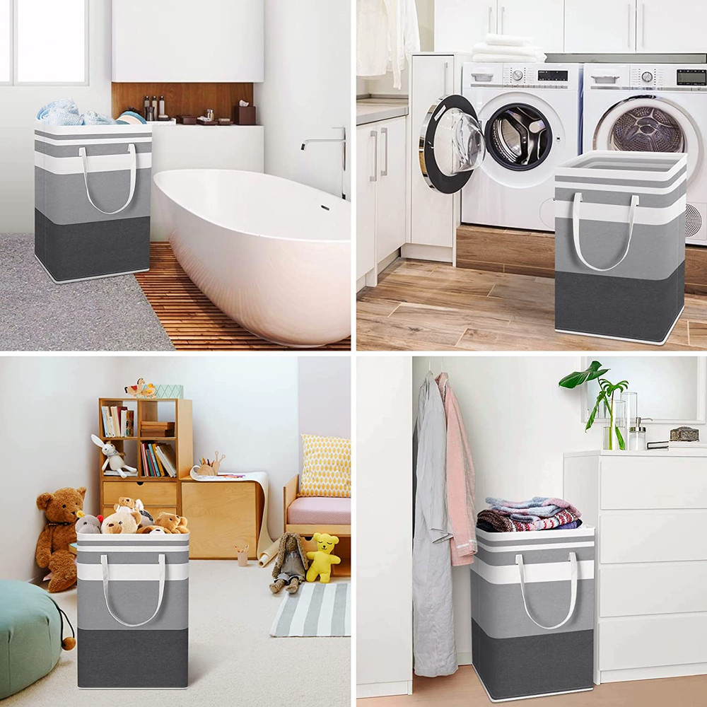2 Pack Large Laundry Baskets, Waterproof, Freestanding Laundry Hampers, Collapsi