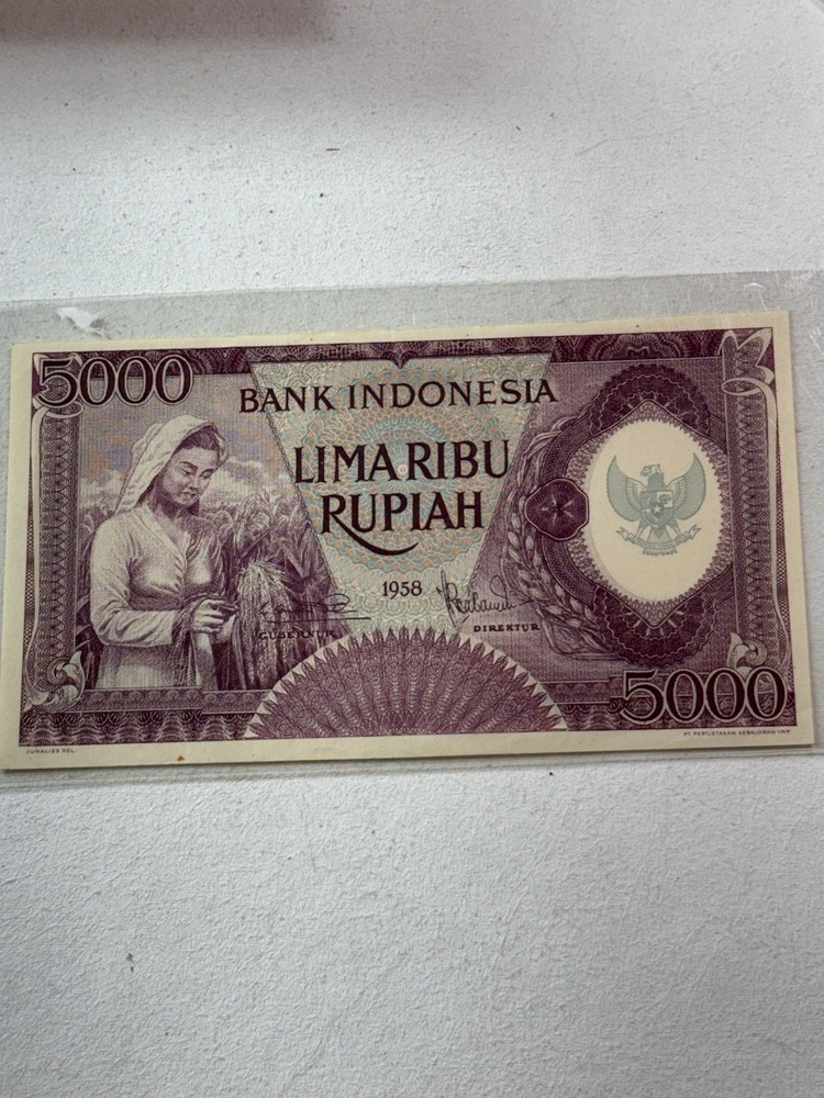 1958 Indonesia 5,000 Rupiah Banknote