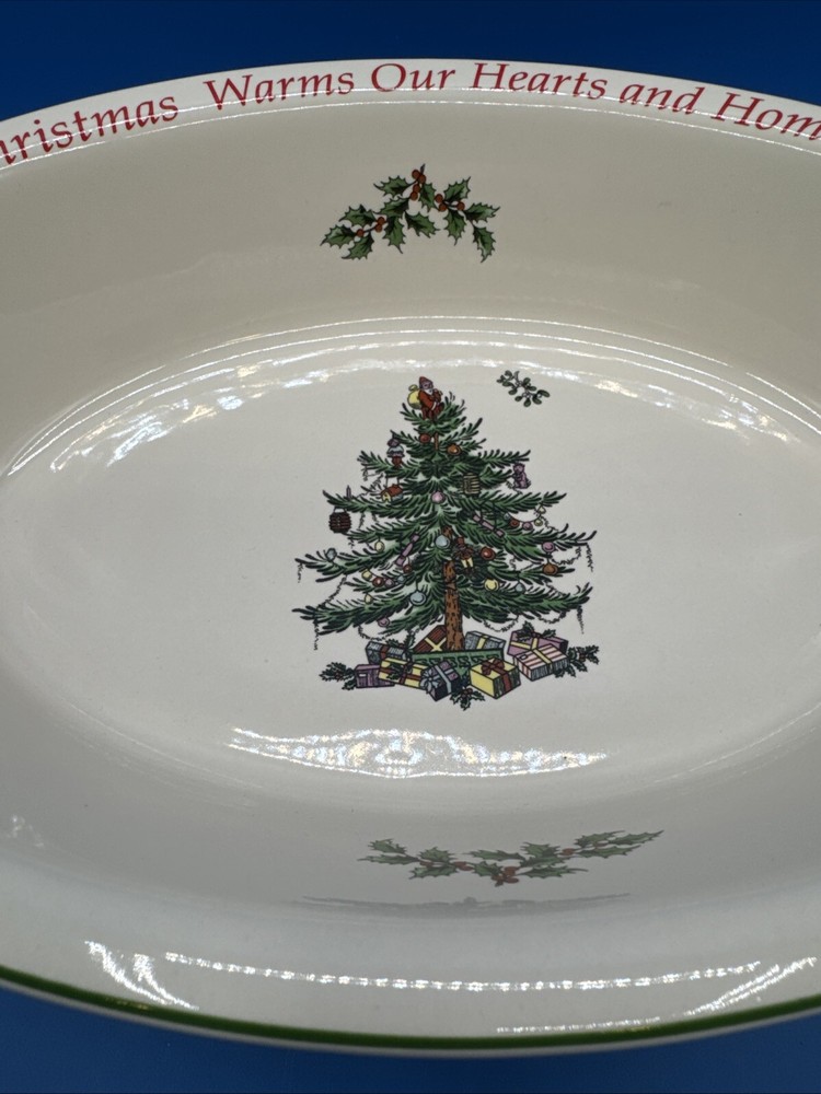 Spode Christmas Tree Sentiment Oval Rim Dish