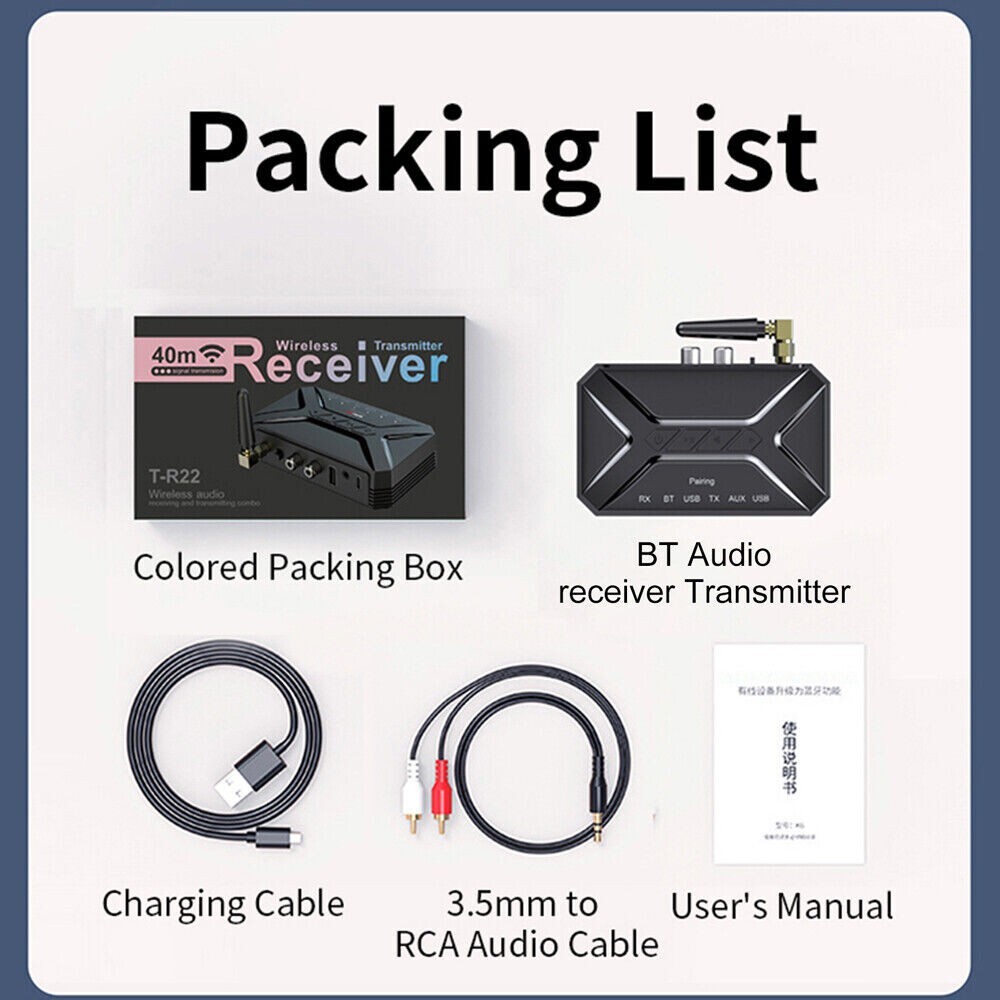 Portable Wireless Bluetooth Transceiver Long Range Bluetooth 5.0 Audio Adapter