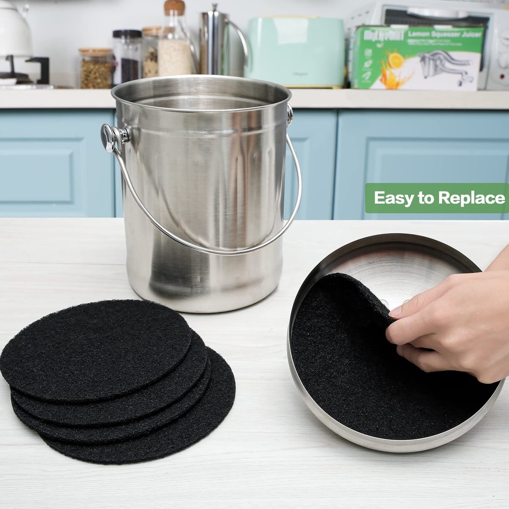 16 Pack Compost Bin Charcoal Filter Replacements 7.25in for Kitchen Pail