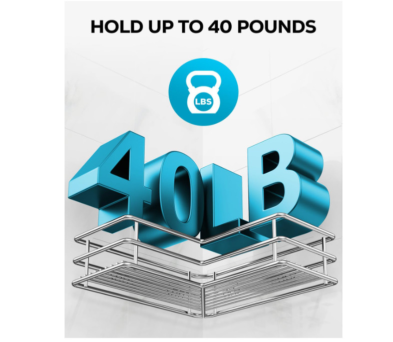 Corner Shower Shelves, Stainless Steel, Adhesive, 2 Pack