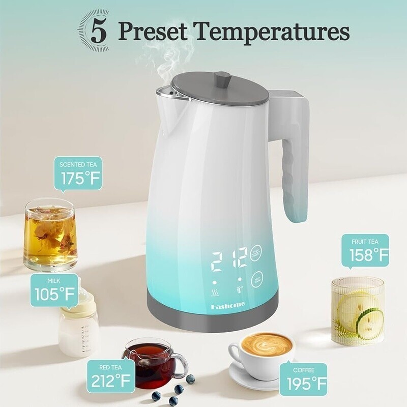 Electric Kettle Temperature Control 304 Stainless LED Digital Touch-Screen New