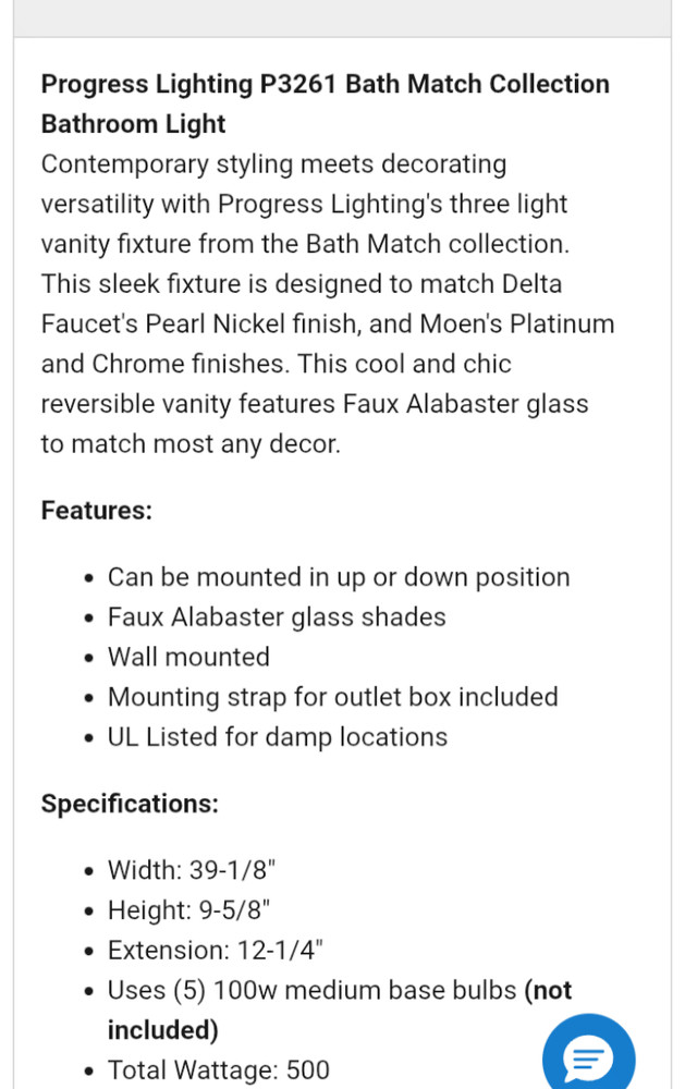 Progress Lighting p3261-06 5LT Bathroom Vanity