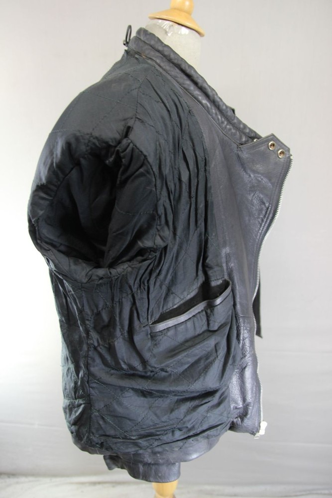 CLASSIC BLACK LEATHER BIKER JACKET 40 INCH/MEDIUM