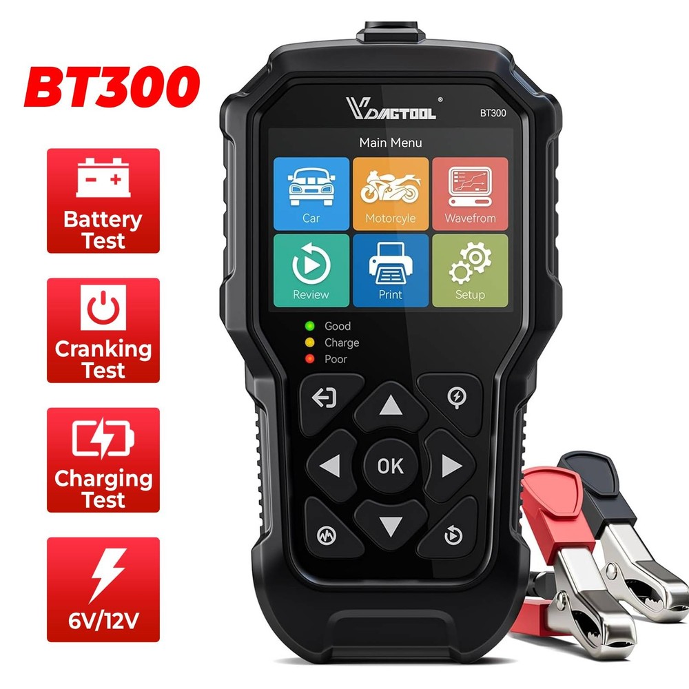 New BT300 Car Battery Tester 12V Load Tester 5-3000CCA Charging System Analyzer