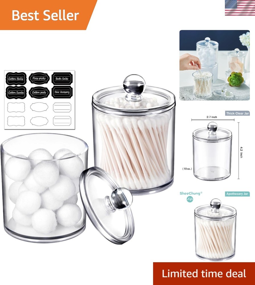 Versatile Acrylic Canisters with Labels - Perfect for Vanity or Kitchen Storage