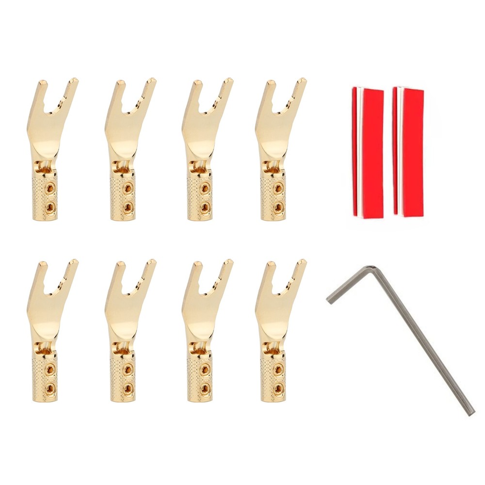 8pcs Y Spade Plug Speaker Cable Connector Adapter HIFI Audio Amplifier Fork