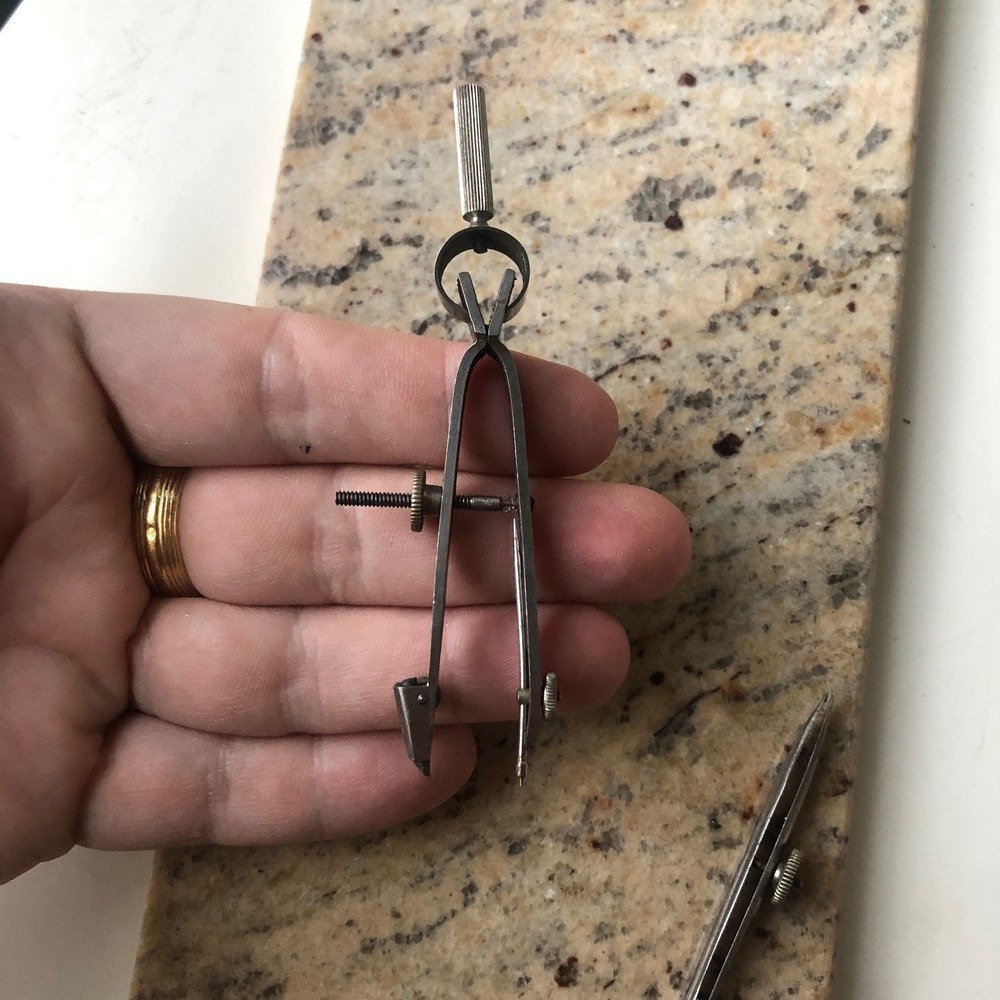 Vintage Metal Drafting Ruling Pen / Drafting Tool w/ Mini Compass