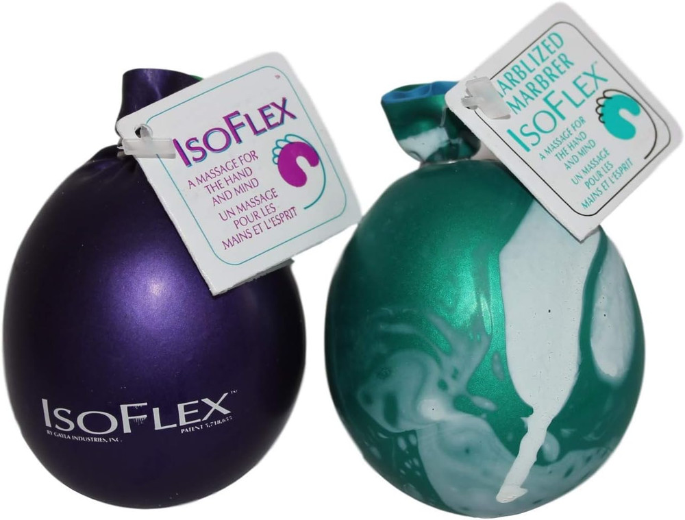 Hand Therapy and Exercise Ball with an E-Book. 2 Pack - One Solid Color and One