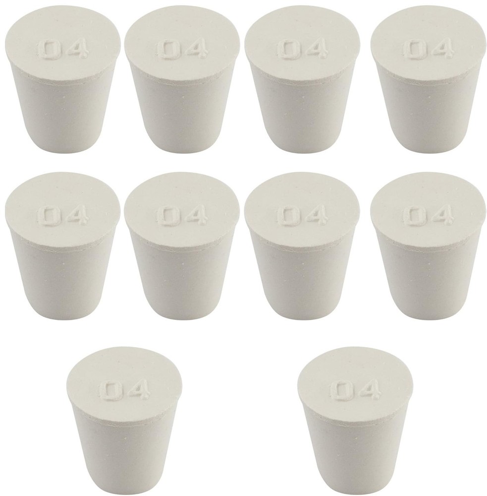 10 Pack White Tapered Solid Rubber Stopper Size 4 26x19x28mm Lab Plug