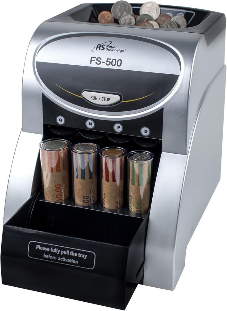 USD Coin Sorter with Anti-Jam Technology and Coin Wrapper Starter Pack, Silver