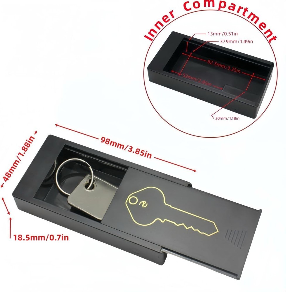 HideKey Magnetic Key Box - Emergency Safe, Car & Home Use Small, Black