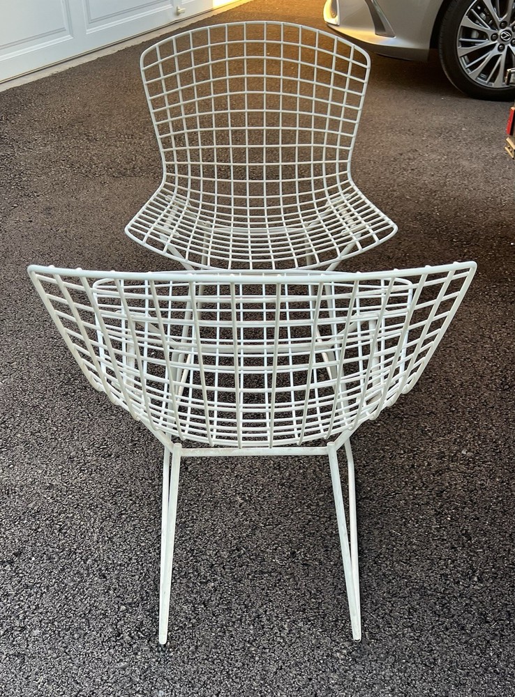 MCM Authentic Harry Bertoia KNOLL Rubberized White Wire side Chairs