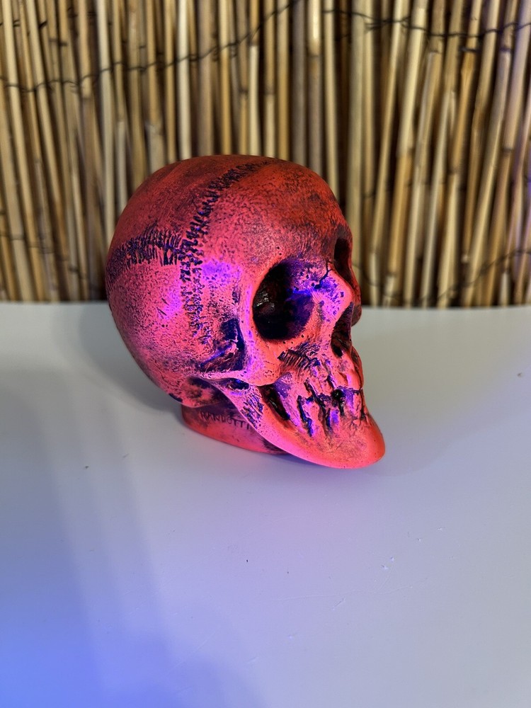RANDOTTI ORIGINAL # 829 MEDIUM RED FLUORESCENT SKULL GLOWS UNDER BLACKLITE