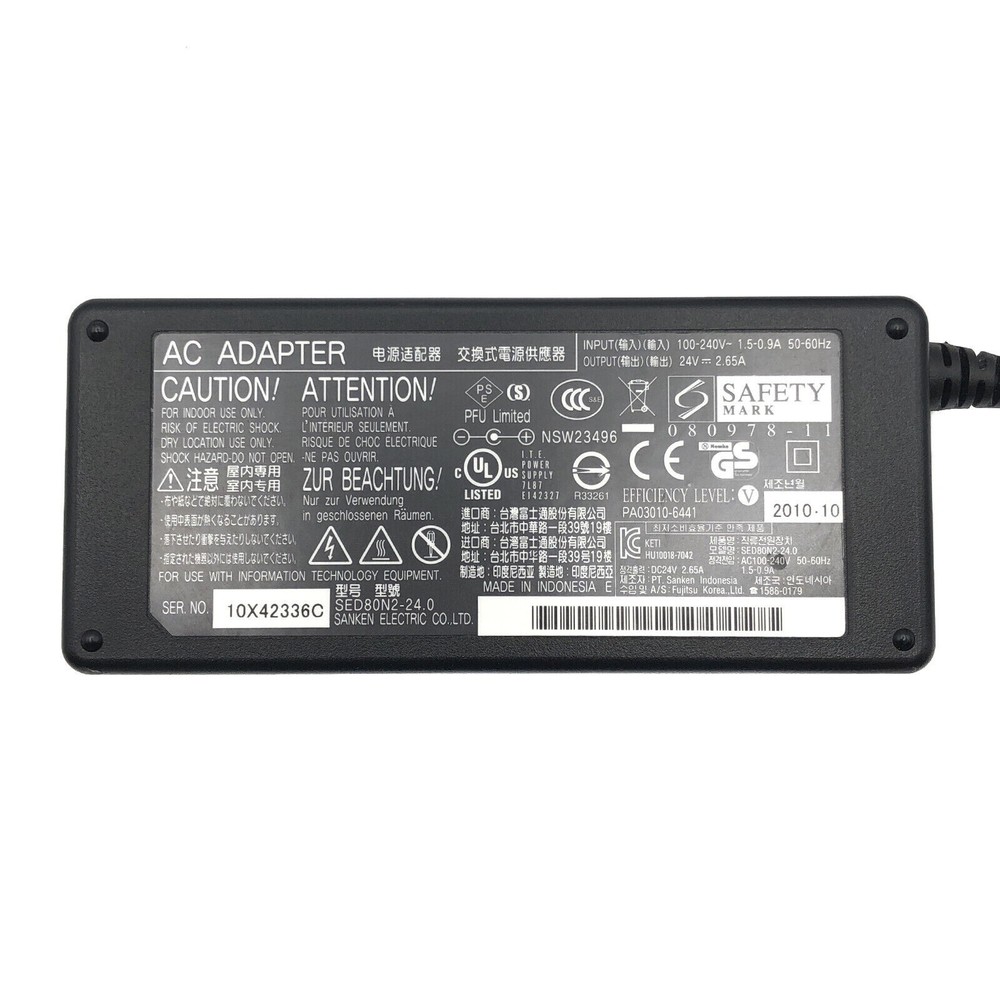 Genuine Fujitsu AC Adapter 24V for Fujitsu FI-8170 Desktop Document Scanner