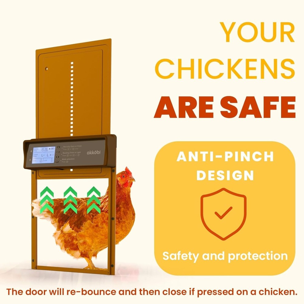 Solar Powered Automatic Chicken Coop Door with Timer/Light Sensor Modes