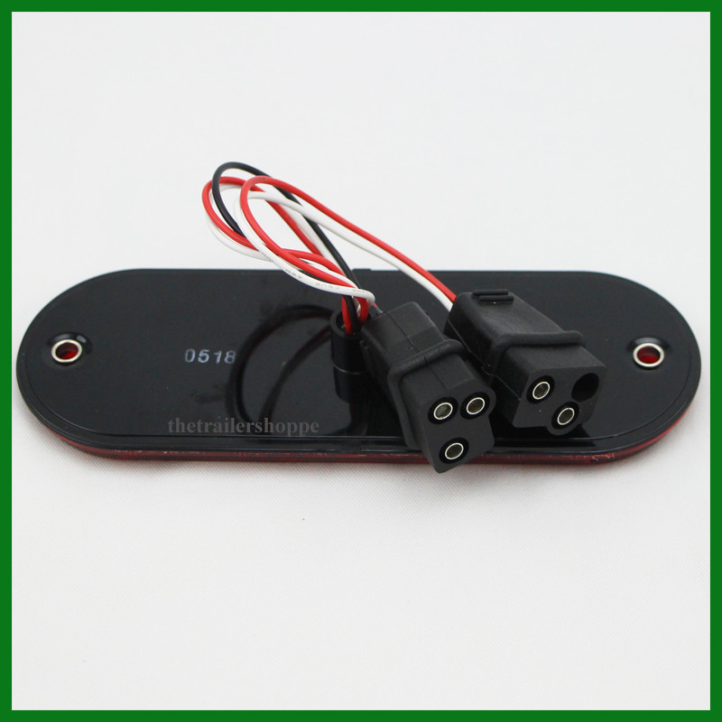 Red & White Low Profile 6" Oval Grommet Mount Stop Tail Turn Back Up LED Light