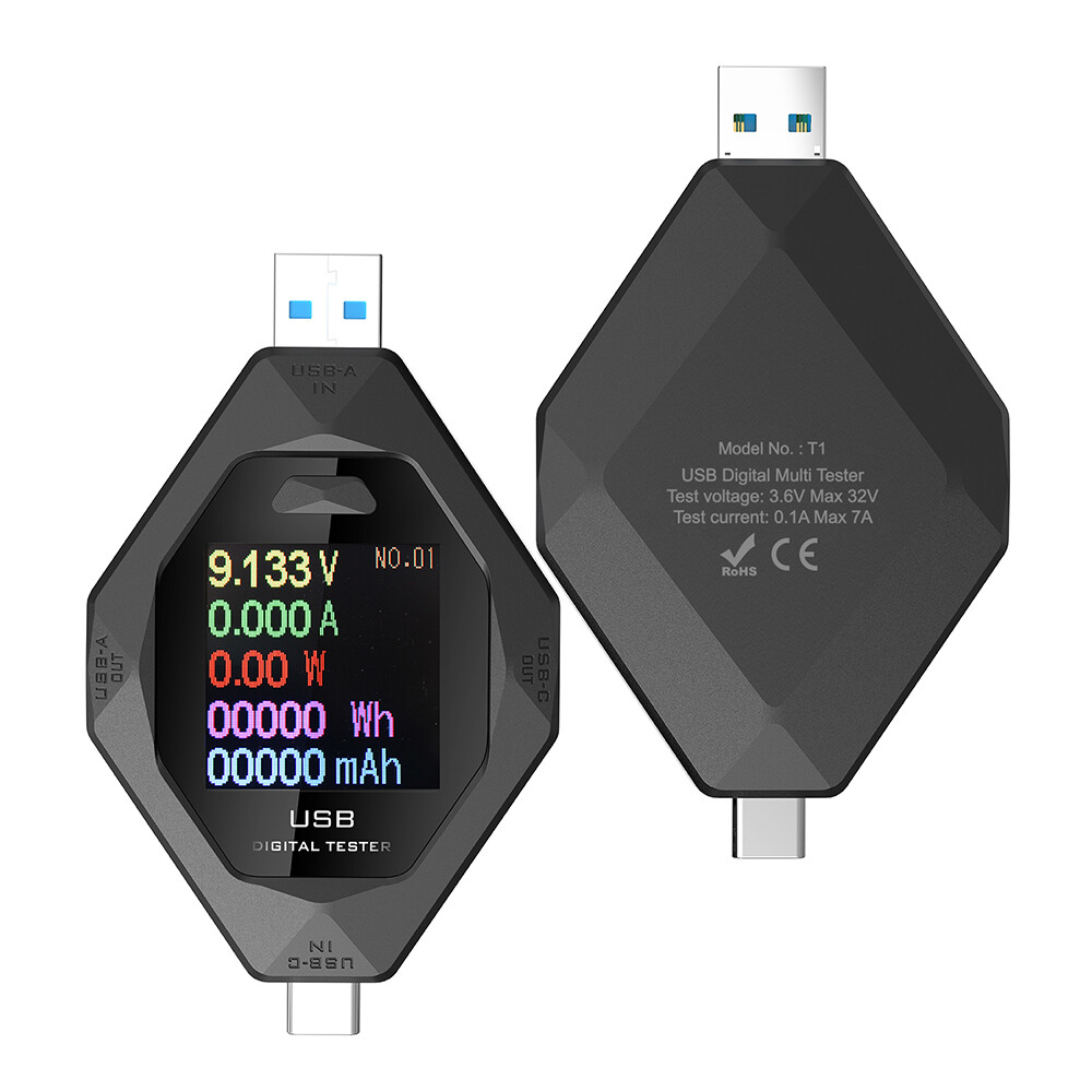 USB Type-C Digital Voltmeter Current Power Meter Multimeter DC 3.6-32V 0.1-8A