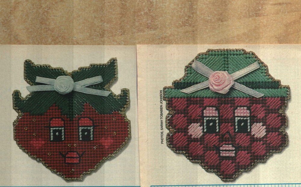 BERRY BELLES 3 MAGNET DESIGNS DIGEST SIZE PLASTIC CANVAS PATTERN INSTRUCTIONS