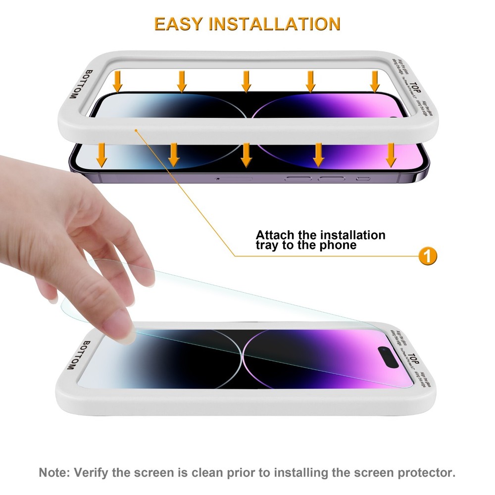 2X Tempered Glass Screen Protector for iPhone 14 Pro Max W/ Easy Install Tray