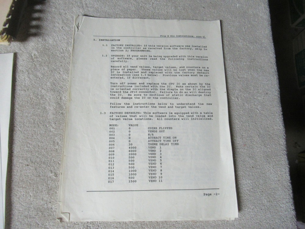 FLIP N WIN video game manual