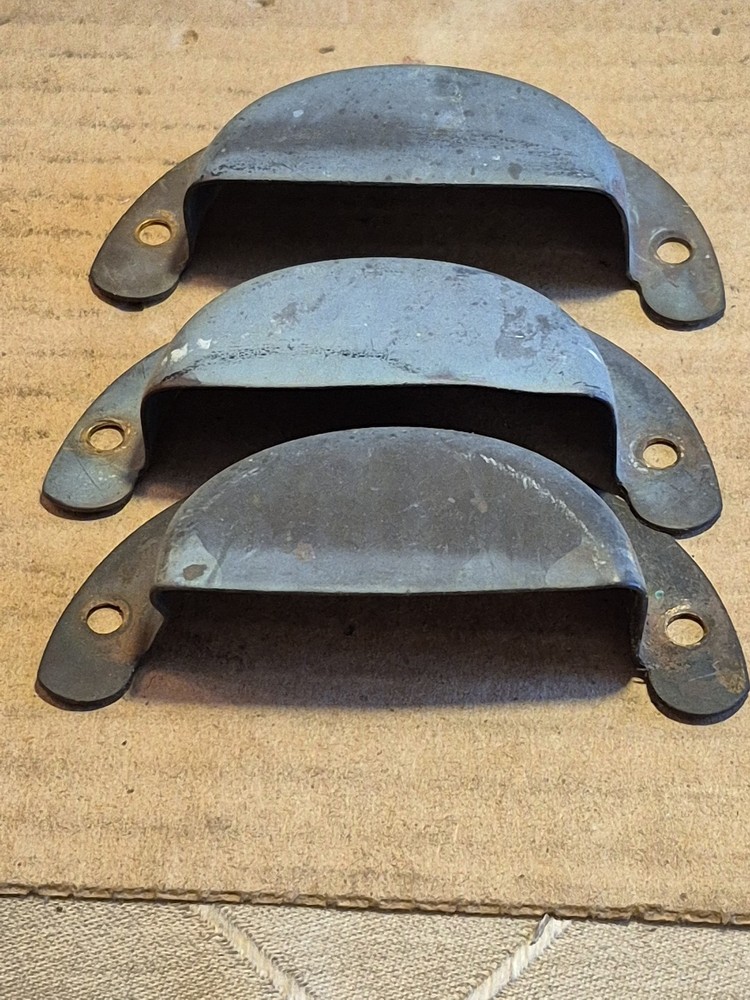 Lot Of 3 Vintage Solid Brass Bin/Drawer Pulls