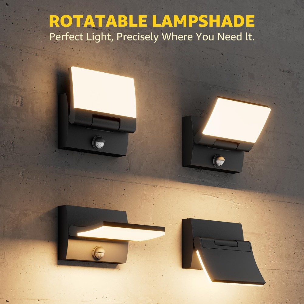 Motion Sensor LED Outdoor Wall Light 2-Pack, Rotatable Adjustable Wall Sconce...