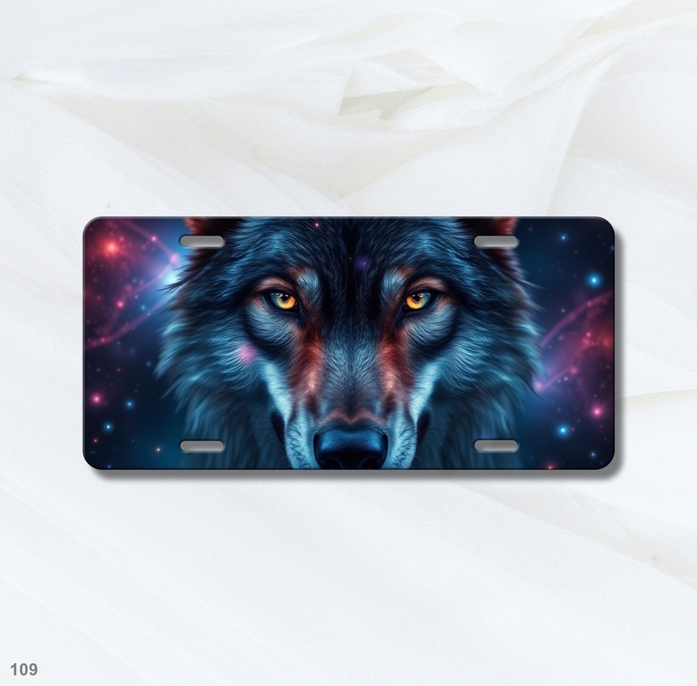 Hyperrealistic Wolf License Plate Optional Text Vanity Plate Special Gift