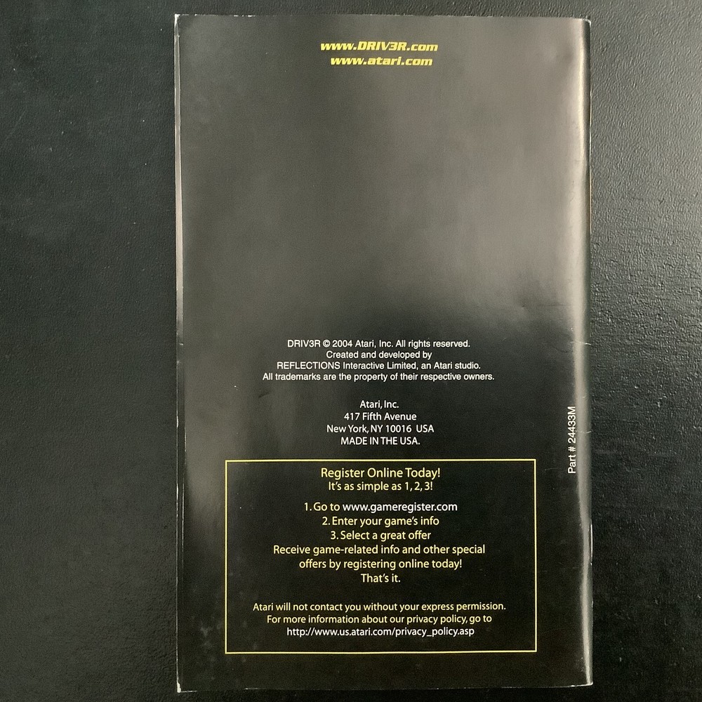 Driver 3 PS2 PlayStation 2 Instruction Manual Only