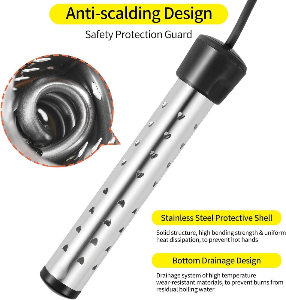 Electric Water Heater Dorm Travel Home Camping Heat Immersion 1500W Submersible