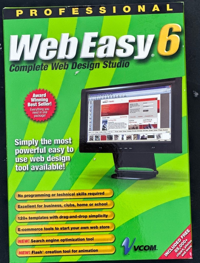 Professional Web Easy 6 New In Box Vcom Windows 98, ME, 2000, XP