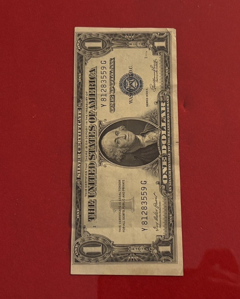 $1 ERROR 1935-E (SILVER CERTIFICATE) MISCUT ERROR - Misaligned print