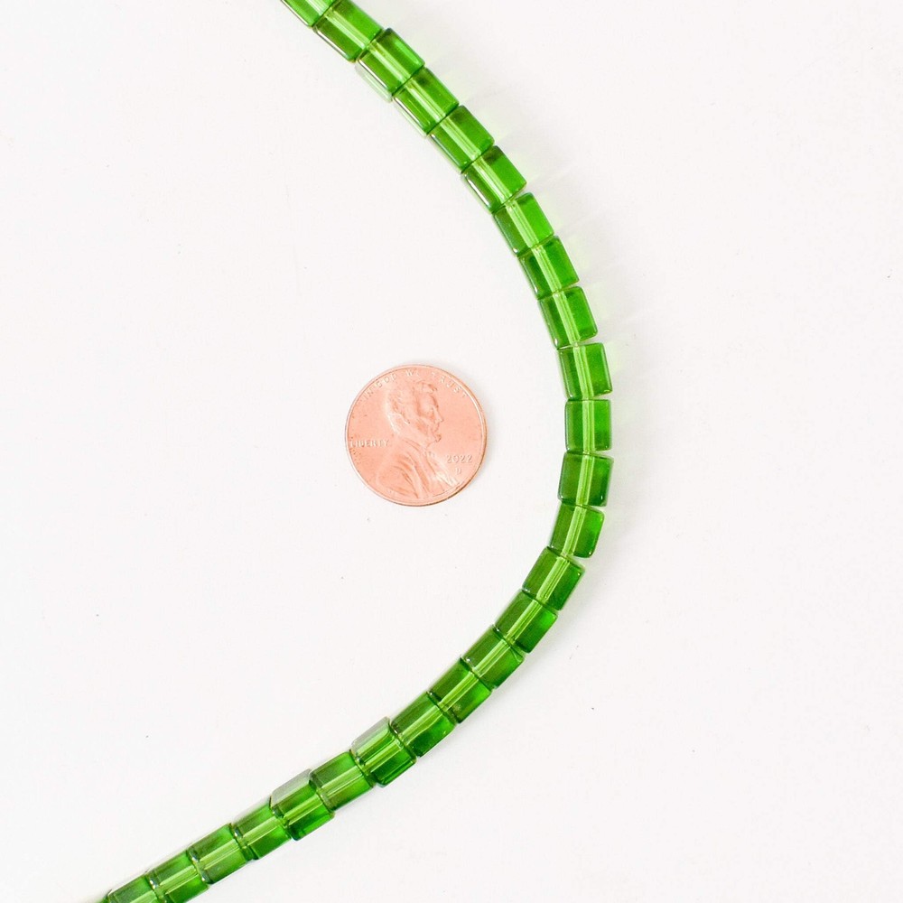 Bohemian Cube Green Translucent Trade Beads Czech