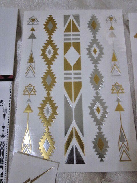 Wild Flash Tattoos Egyptian Authentic Metallic Temporary Waterproof 4 Sheets
