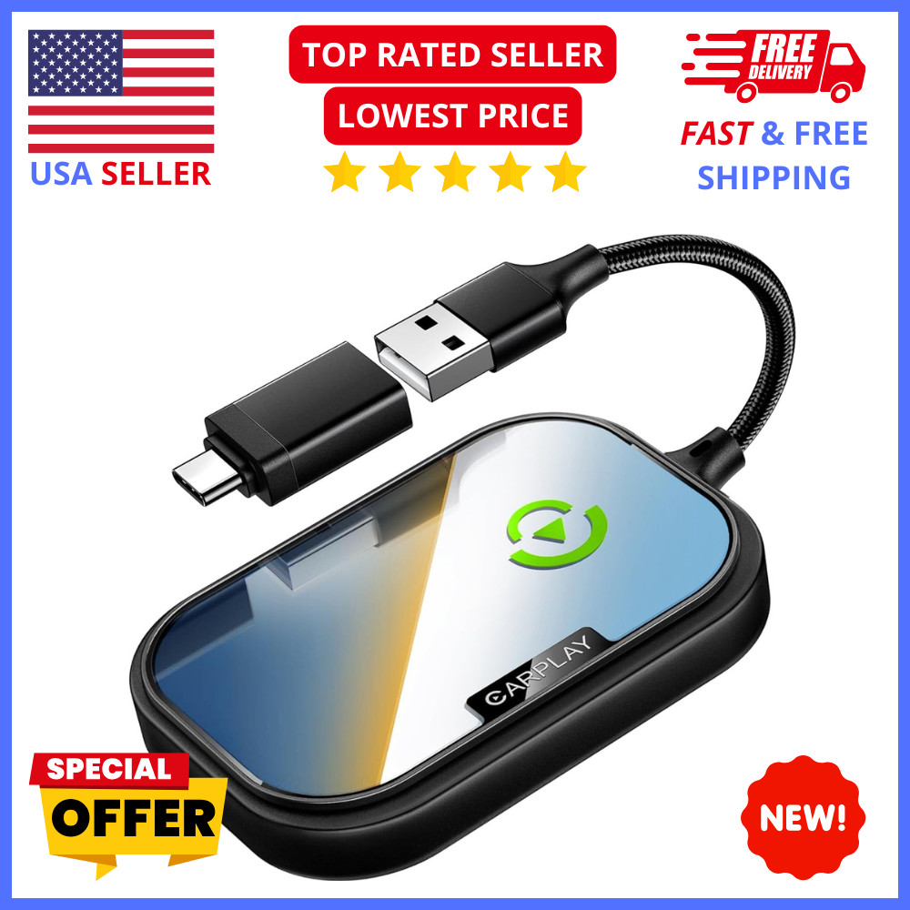 Wireless CarPlay Adapter Plug & Play iPhone Auto Connect 2017 Plus Compatible