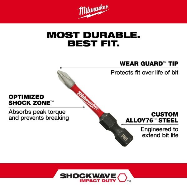 Milwaukee Tool 48-32-5015 Shockwave 2" Impact T25 Power Bits (15 Pack)