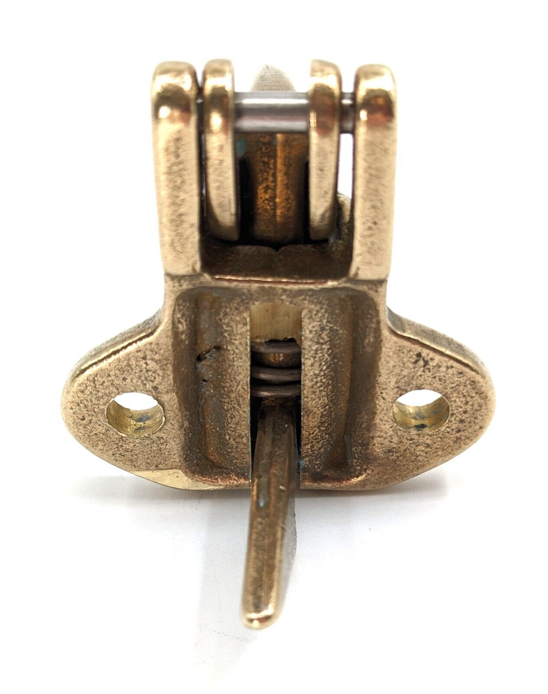 NOS! Vintage Solid Bright Brass European-Style Transom Catch w/Pointed Latch