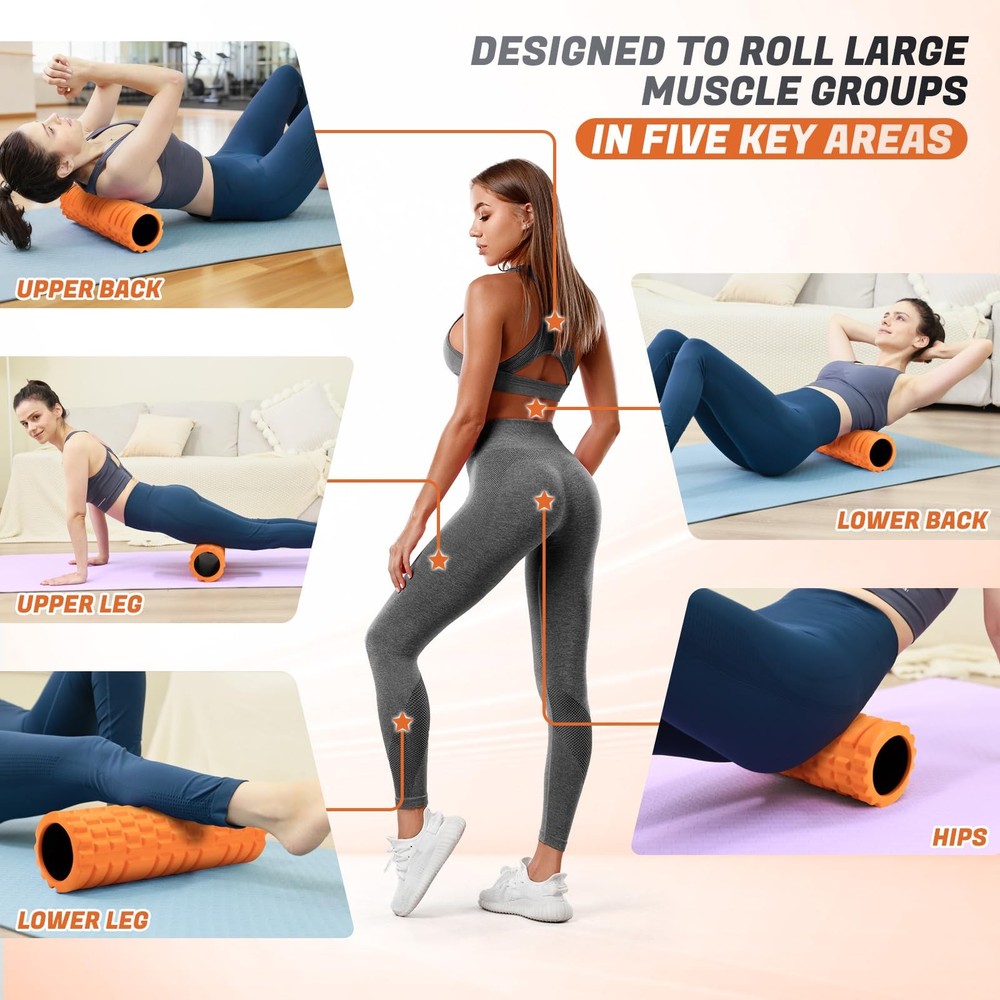 Foam Roller for Deep Tissue Massager, 18" Trigger Point Foam Roller, Patented...