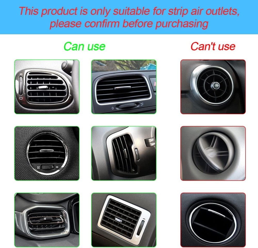 20PCS Car AC Vent Trim Strips, Ice Silver, Universal Bendable Waterproof Decor