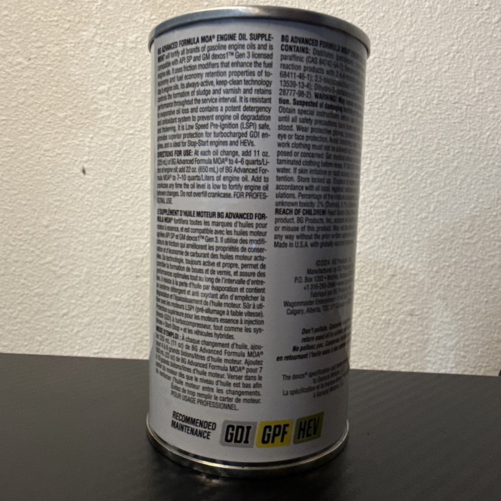 BG MOA Advance Formula Engine Oil Supplement 11oz.