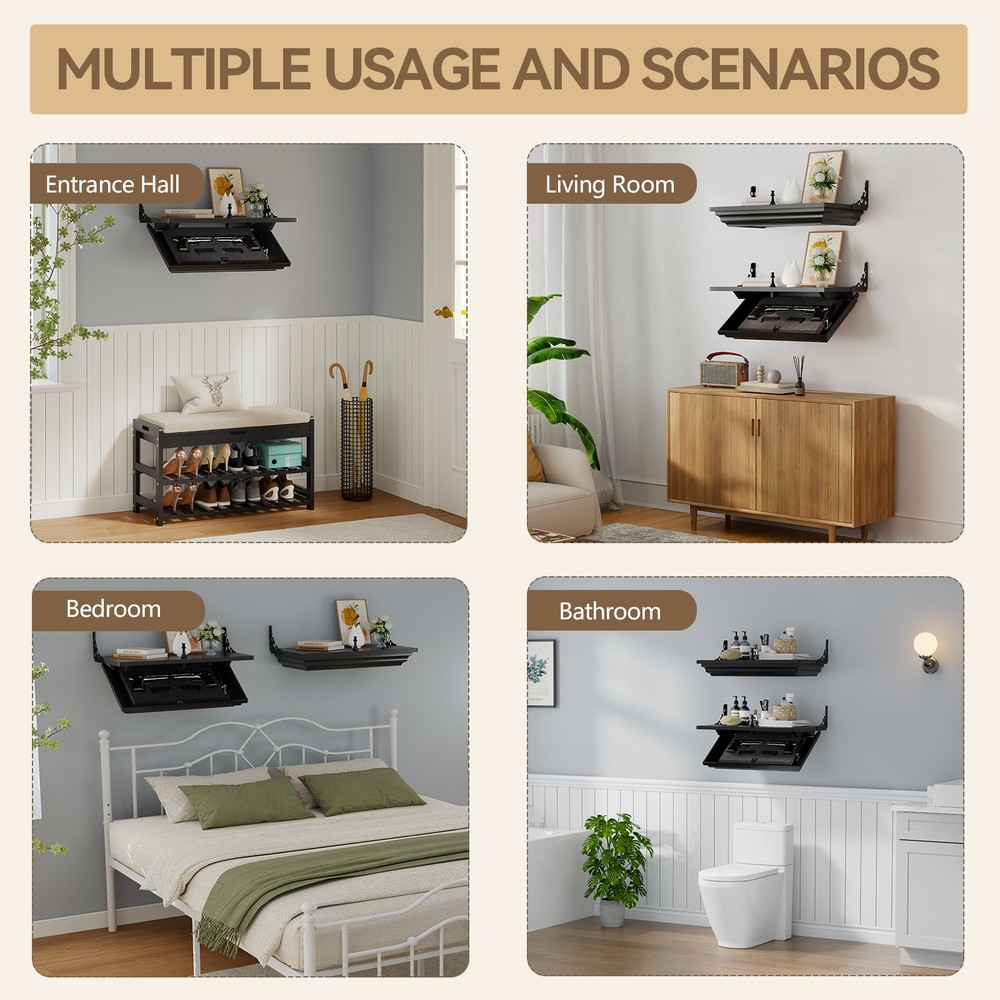 24" Compact Gun Shelf, Gun Rack with Automatic Induction Lock for Mount Display