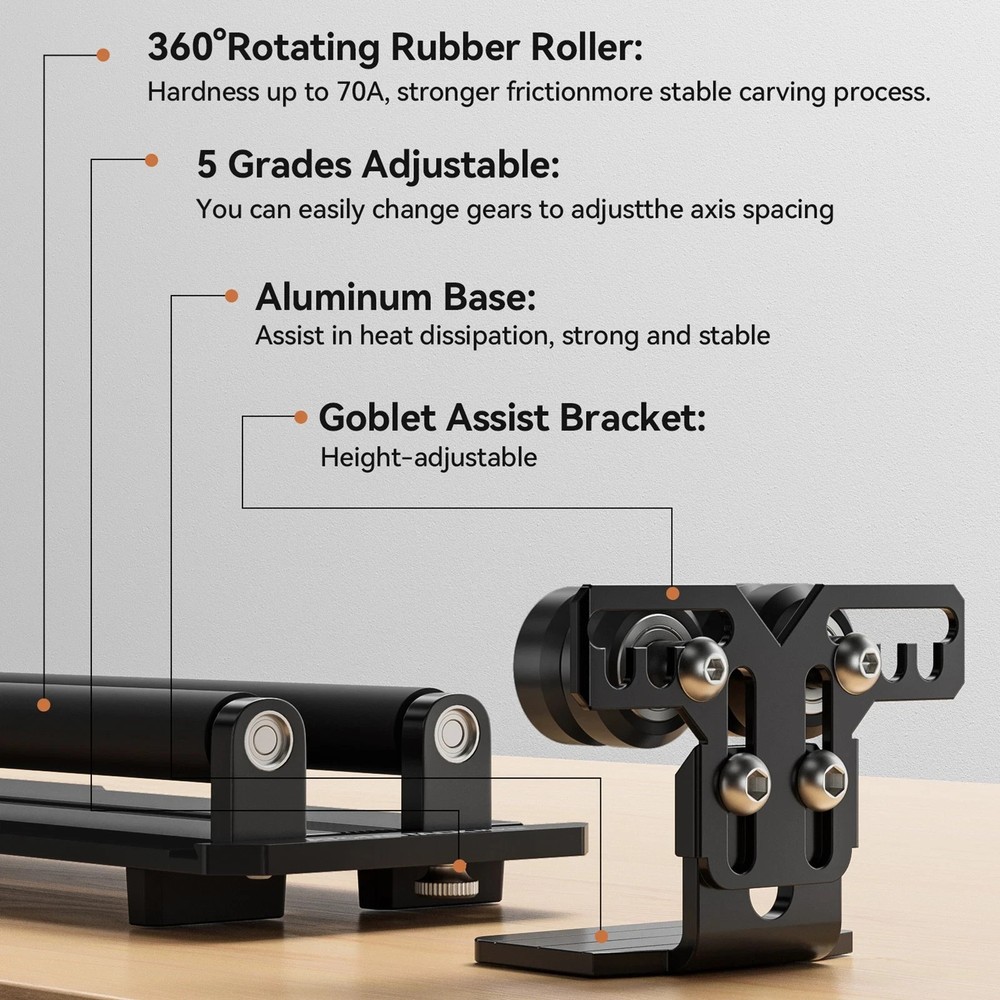 Used Atomstack R2-B Laser Rotary Roller for A6 A12 A24 Pro Swiitol E6 E18 E24
