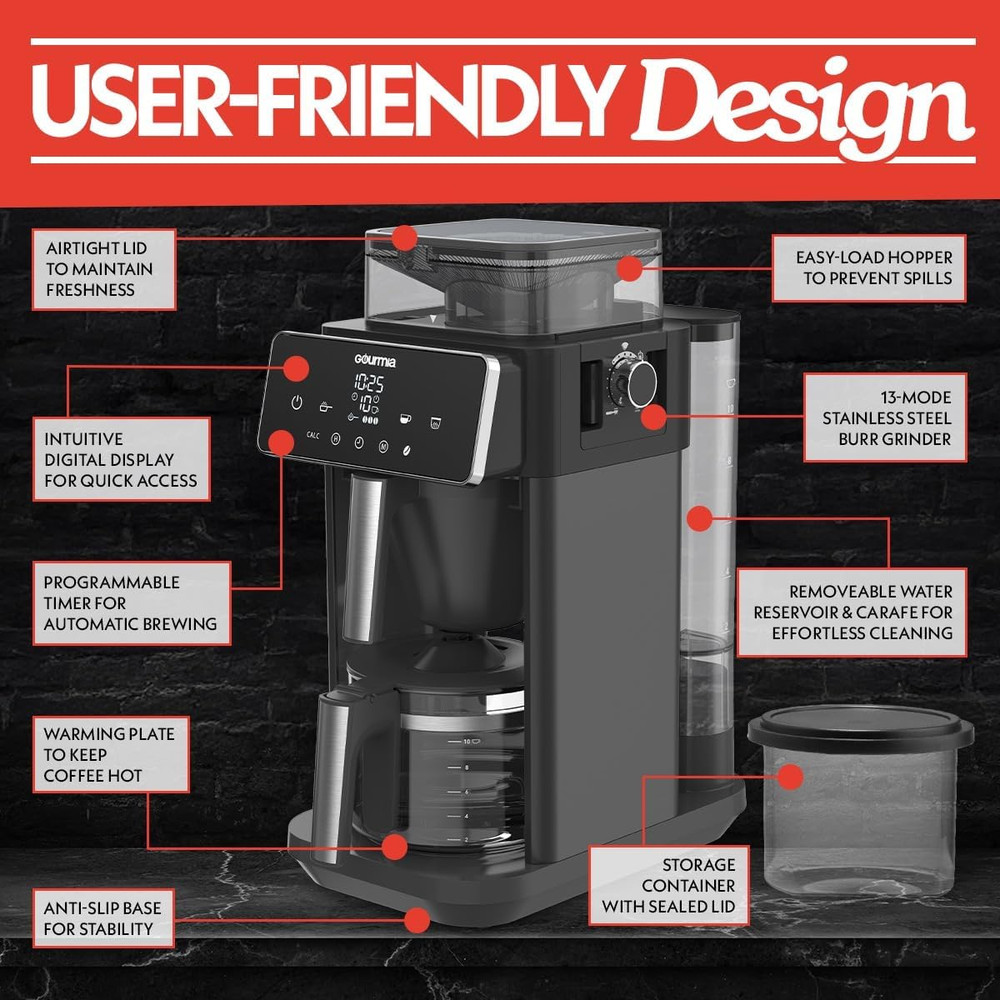 10-Cup Grind & Brew Coffee Maker with Built-In Grinder & Programmable Features