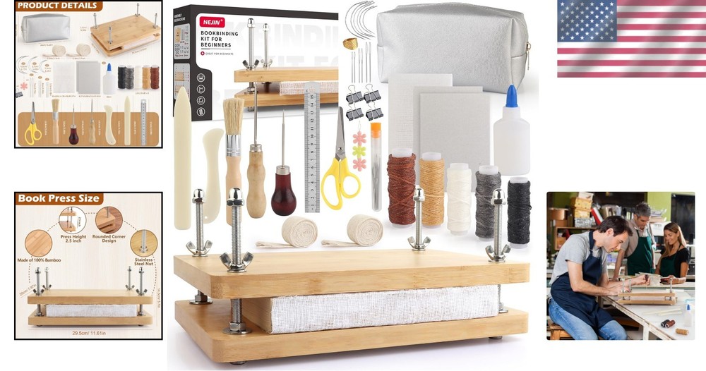 Versatile Book Binding Kit with Press & Materials for Addictive Journal Making