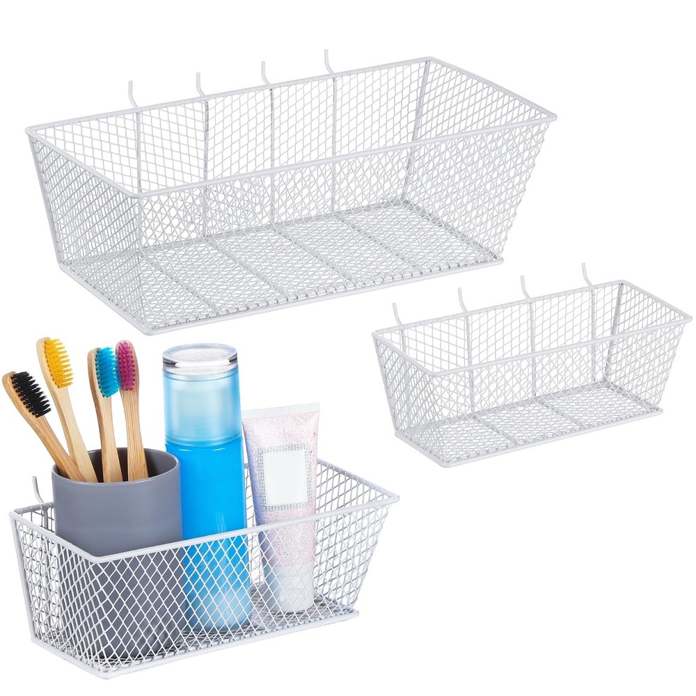 Photect Pegboard Wire Baskets Accessories Hanging Wall Organizer 3 Sizes Pegb...