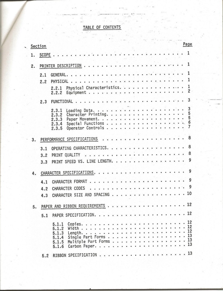 ITHistory (1973) CENTRONICS 101 Printer Functional Specification OF