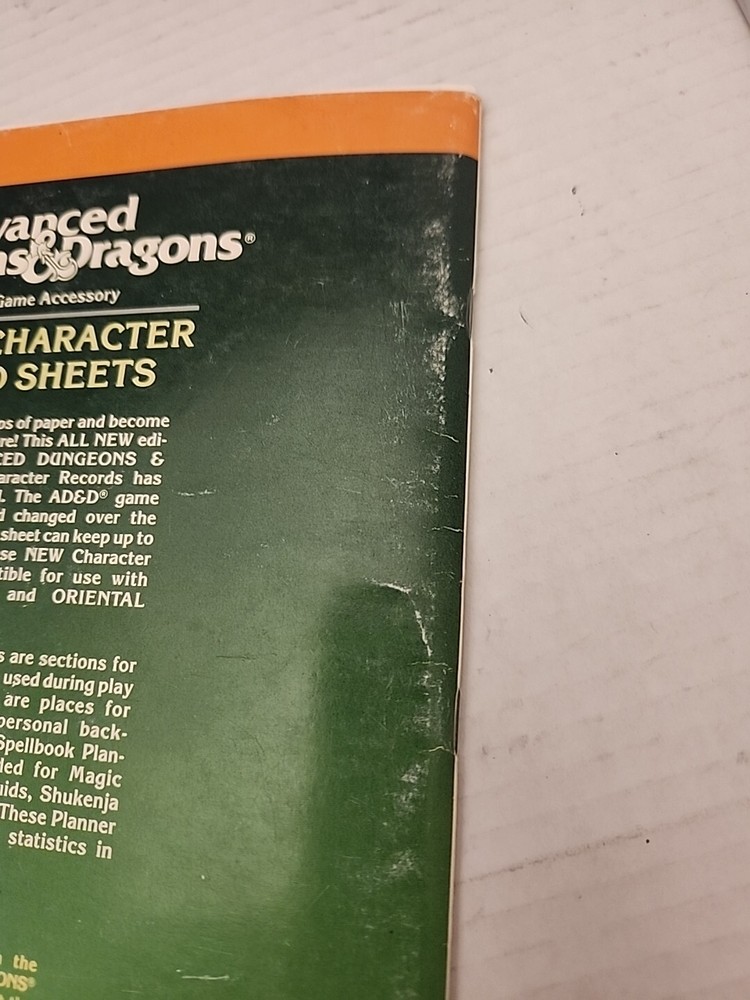 9028 Advanced D&D REF2 Player Character Record Sheets TSR 1986